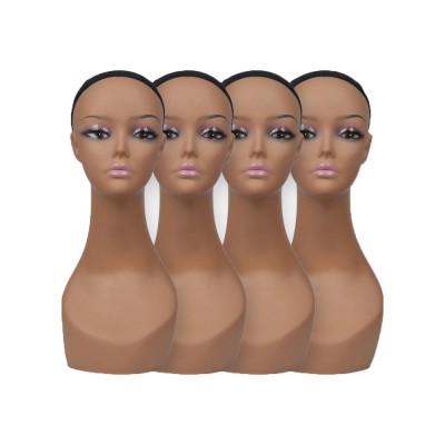 4pcs Packed Female Realistic PVC Mannequin Head for Wig Display Styling Making